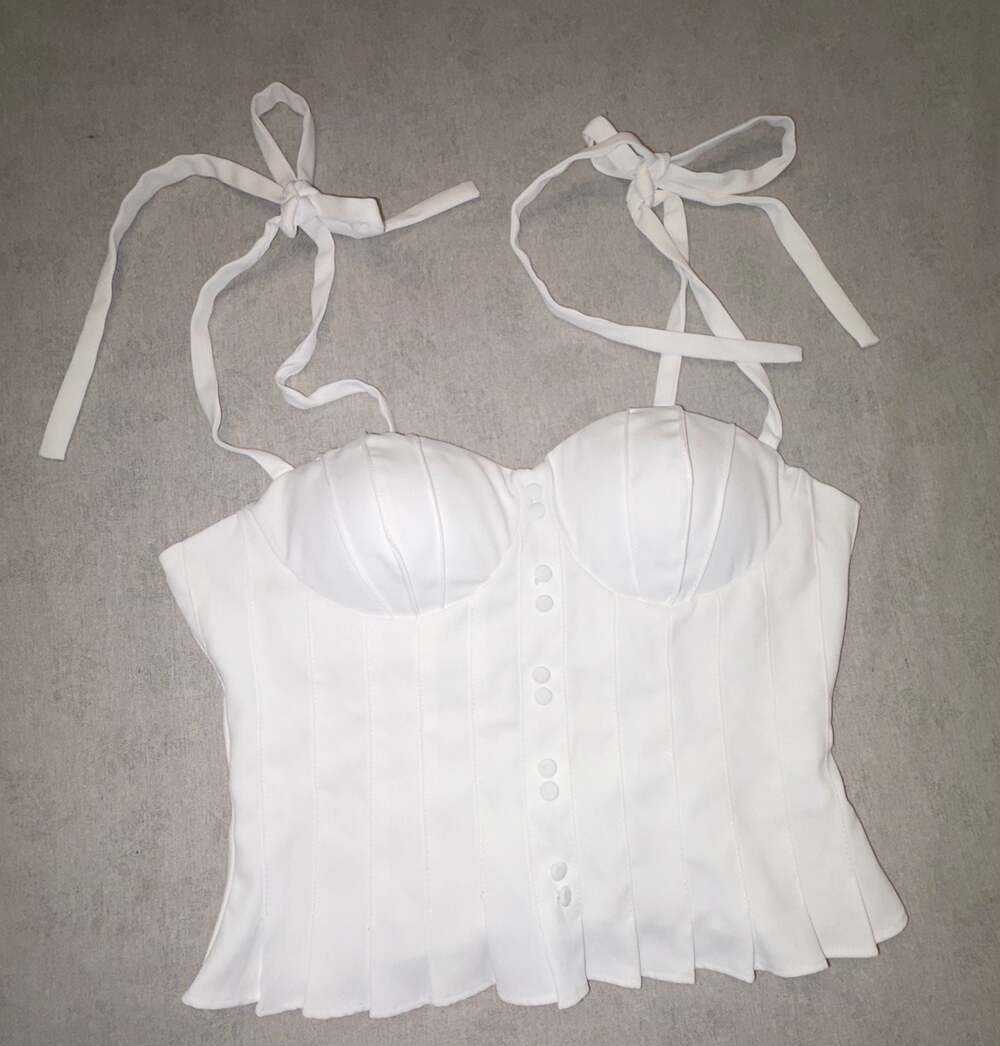 Fashion Nova Brunch Date Pleated Cami Corset Top